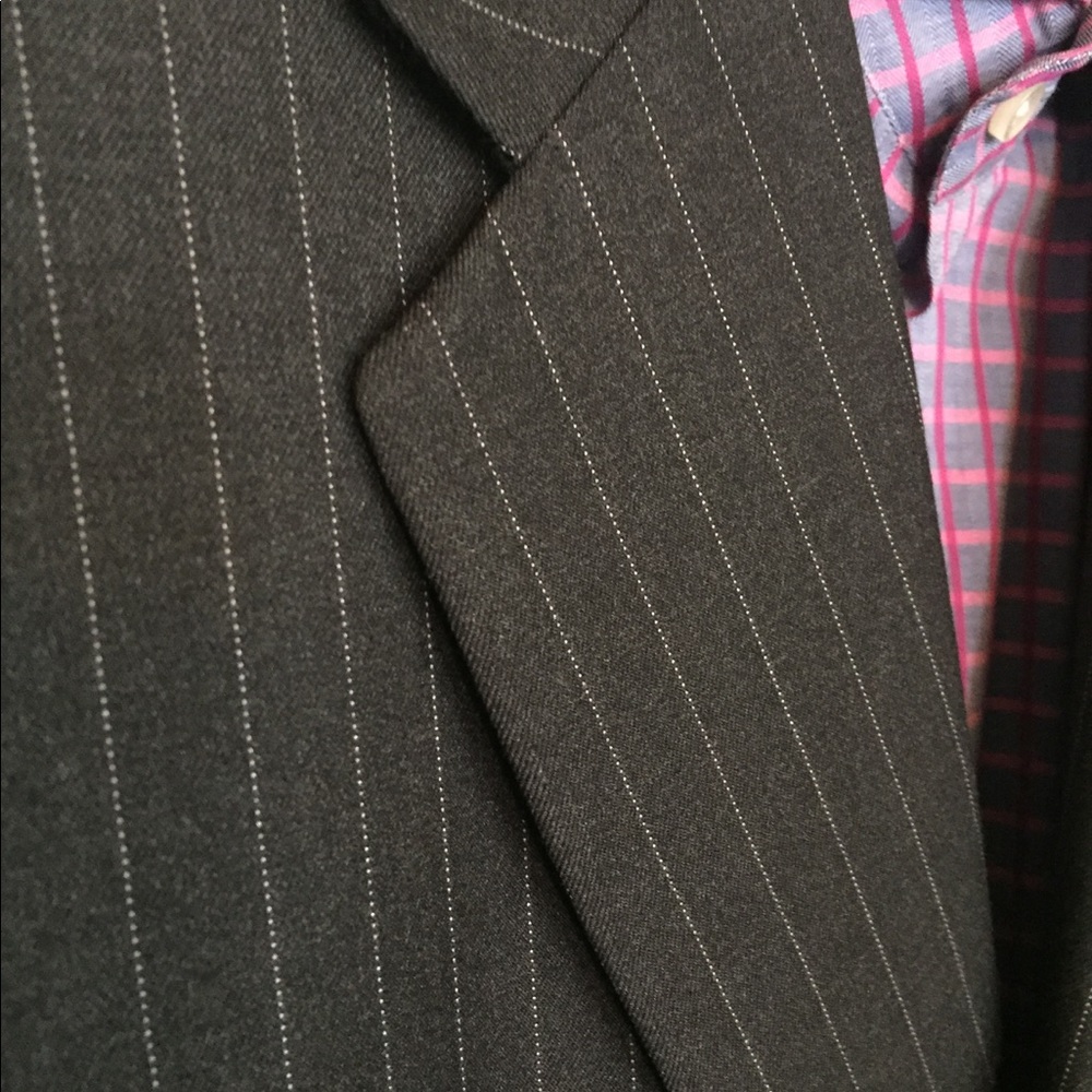 Hickey Freeman 46 R Blazer Grey Pinstripe Jacket - Picture 5 of 8